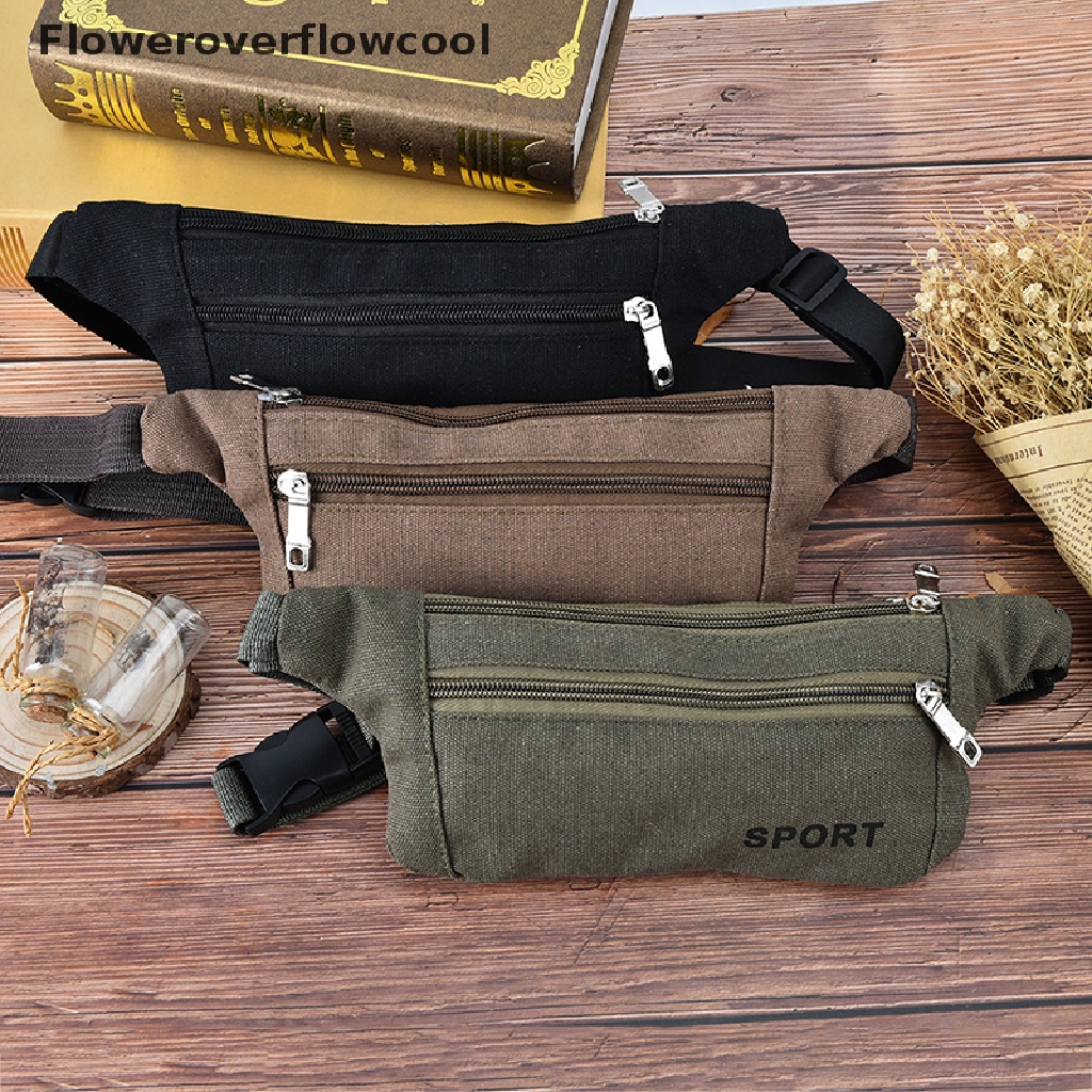 1 Túi Đeo Hông Vải Bố Sức Chứa Lớn Có Khóa Kéo Dùng Khi Chạy Bộ / Cắm Trại / Leo Núi