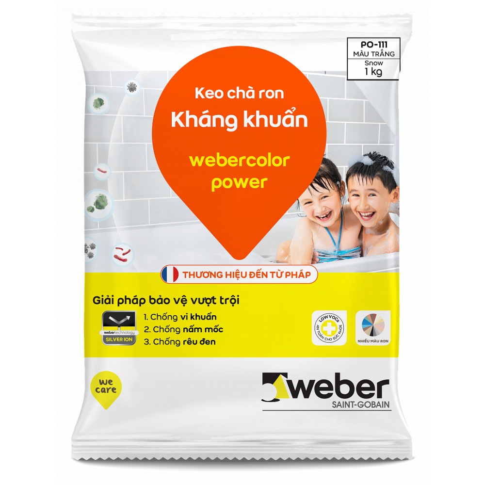 Keo chà ron Weber dùng cho khu vực ngoài trời ẩm ướt, chống nấm mốc, rêu đen và vi khuẩn, nhiều màu sắc.
