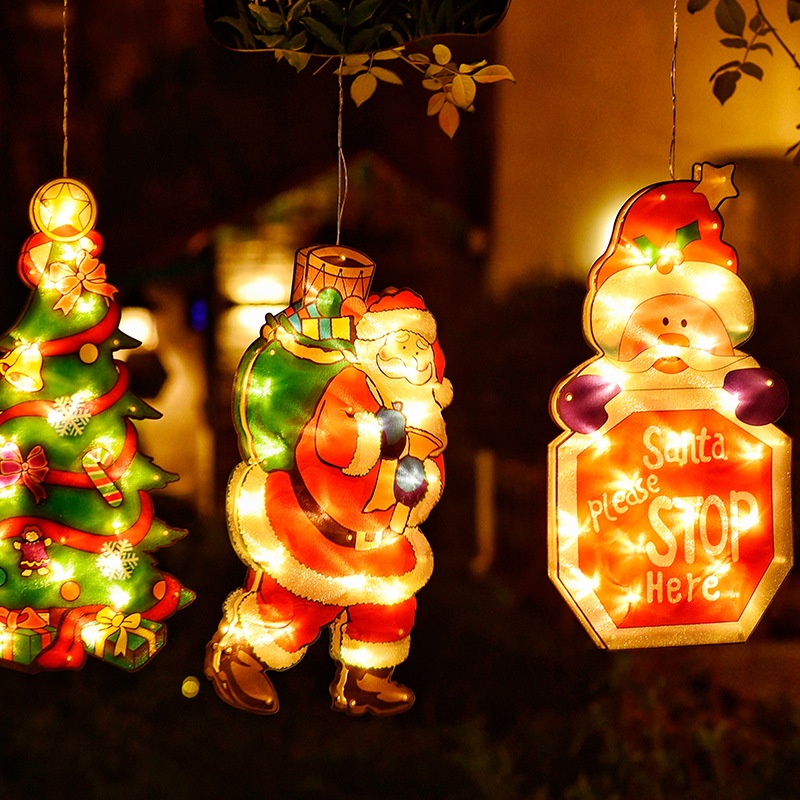 Đèn Led Treo Trang Trí Cây Thông Giáng Sinh Hình Tuần Lộc / Ông Già Noel Có Giác Hút
