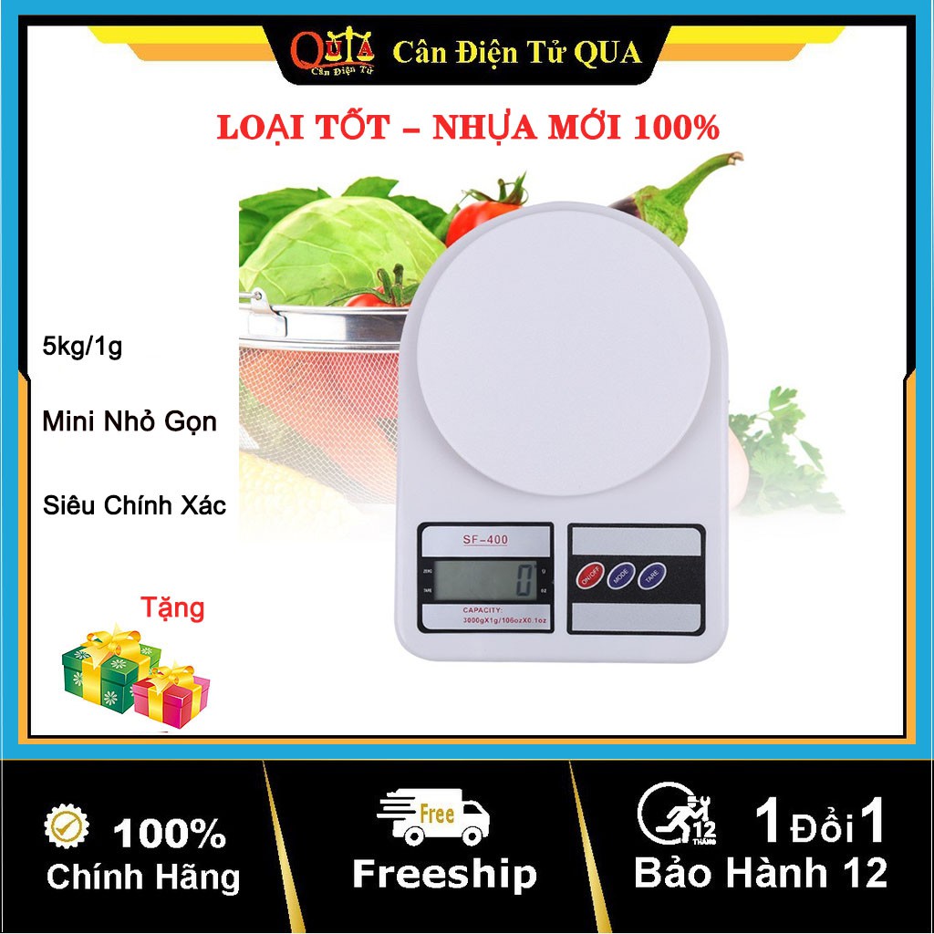 Cân Điện Tử Mini Cân Nhà Bếp 5kg SF-400 Phiên Bản Mới Siêu Chính Xác Bảo Hành 1 Năm Shop QUA