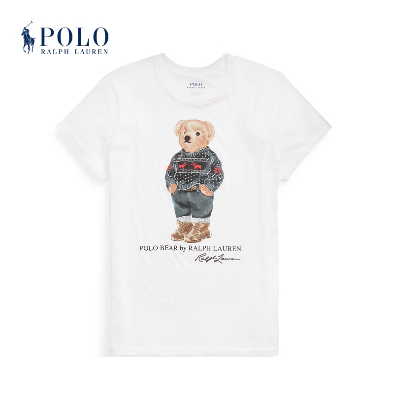 Áo polo tay ngắn in hình gấu trượt tuyết Ralph Lauren/Ralph cho nữ