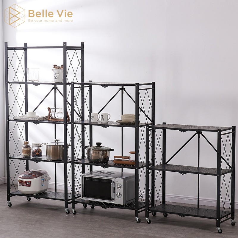 Kệ Sắt Đa Năng 5 Tầng BELLEVIE Gấp Gọn Có Bánh Xe Sơn Tĩnh Điện Cao Cấp 162Cm x 36Cm x 71Cm Nội Thất Thông Minh