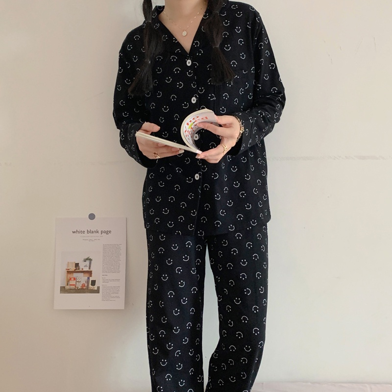 Xiaozhainv Bộ áo ngủ dáng rộng dài tay + quần dài lưng cao thời trang retro phong cách mùa thu dành cho phái nữ | BigBuy360 - bigbuy360.vn