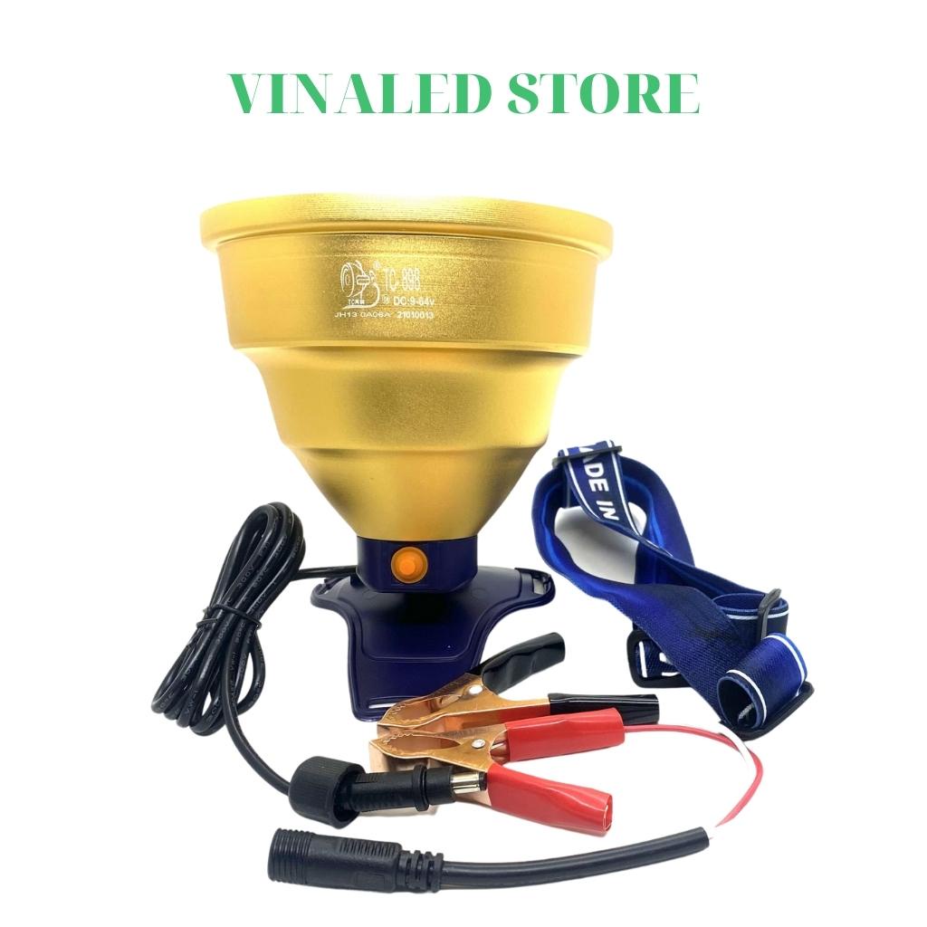 Đèn pin đội đầu đèn kẹp bình ác quy P90 TC 898 dùng soi nấm mối đi biển chóa đèn 13.5cm
