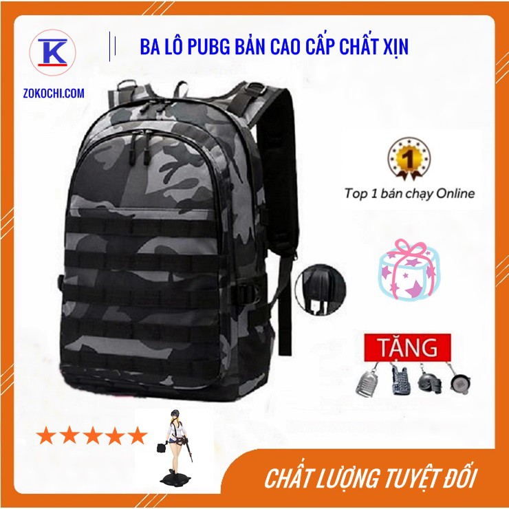 BALO PUBG BẢN CAO CẤP | BA LÔ CHẤT XỊN MÀU XÁM CHỐNG GÙ LƯNG, CHỐNG NƯỚC TẶNG KÈM MÓC KHÓA PHỤ KIỆN