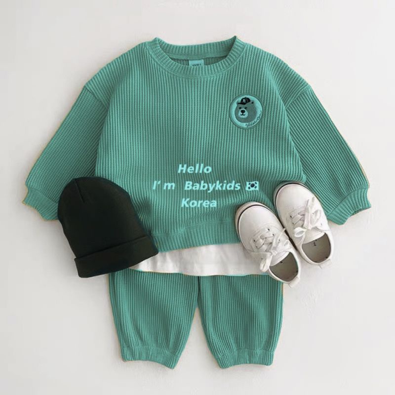 Bộ Dài Tay Chất Tổ Ong 3 Màu Cực Đẹp Cho Bé Trai Bé Gái