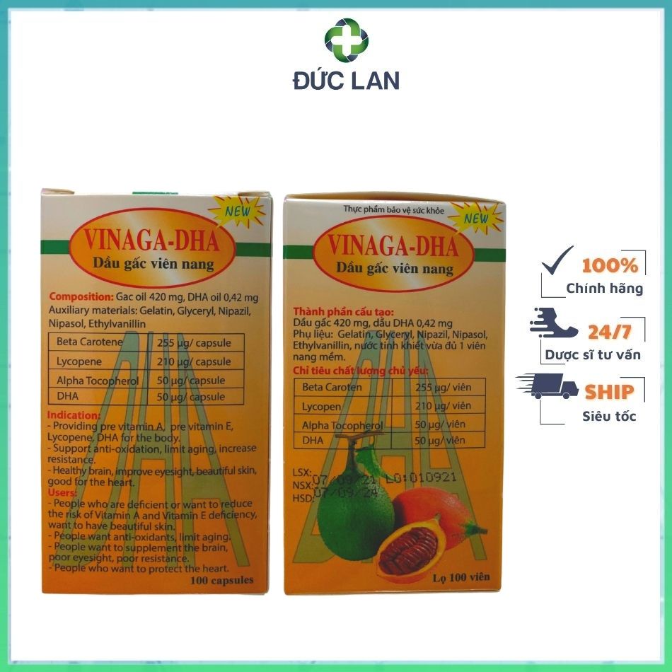 VIÊN NANG DẦU GẤC VINAGA – DHA GIÚP CẢI THIỆN THỊ LỰC VÀ TRÍ NÃO