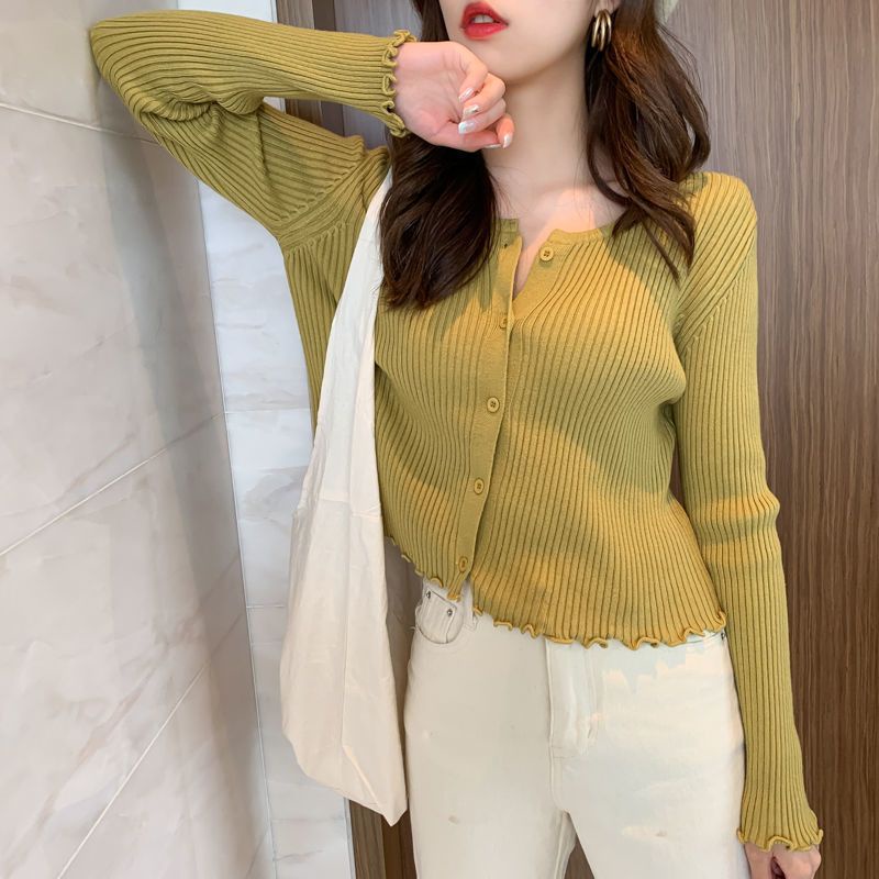 Áo Khoác Cardigan Thun Len Tay Dài Nữ Hàn Quốc