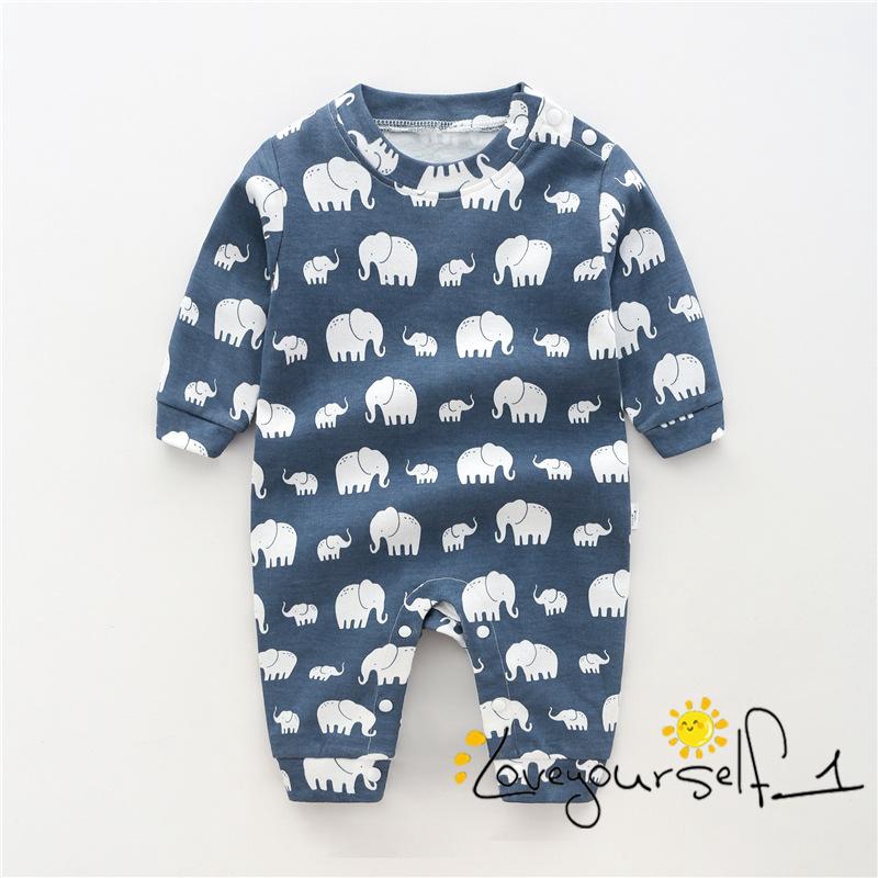 ♛loveyourself1♛-Infant Toddler Baby Girl Boy Bodysuit Long Sleeve Cute Cartoon Bear Elephant Print Romper