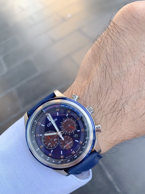 Đồng hồ nam Citizen CA4031-07L Eco-drive - Chronograph- Kính khoáng cứng - Dây da - size 44mm chính hãnh | BigBuy360 - bigbuy360.vn