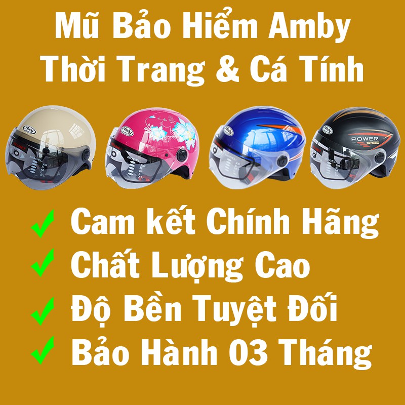 ☑️ [Xả Kho Giá Gốc] Mũ Bảo Hiểm Nửa Đầu Amby Chính Hãng, Thời Trang & Cá Tính (Kem Sữa Trơn)