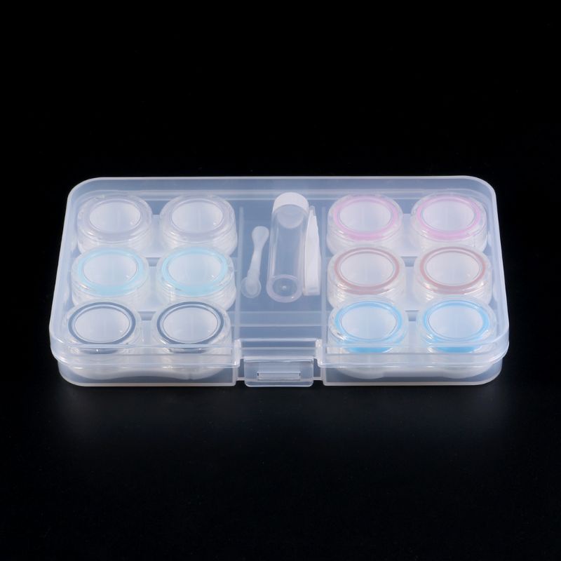 1 Hộp Đựng Kính Áp Tròng 6 Ngăn Trong Suốt Chống Rò Rỉ