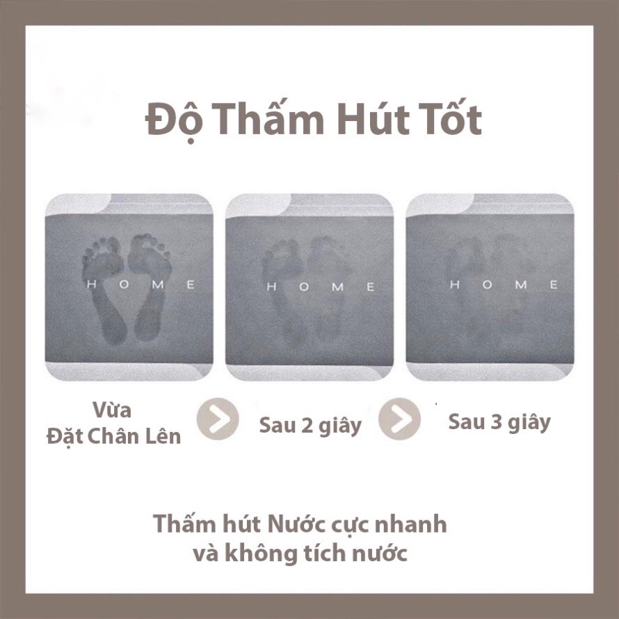 Thảm lau chân siêu thấm hút chống trượt, thảm chùi chân silicon hút nước cửa nhà tắm