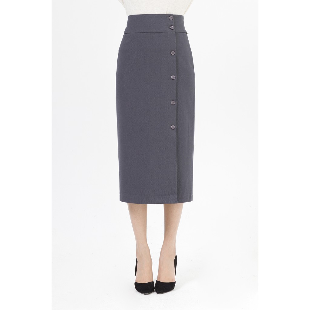 Chân váy dài xẻ, cúc 1 bên LAMER L62T19T001-S1100 (Ghi) | BigBuy360 - bigbuy360.vn