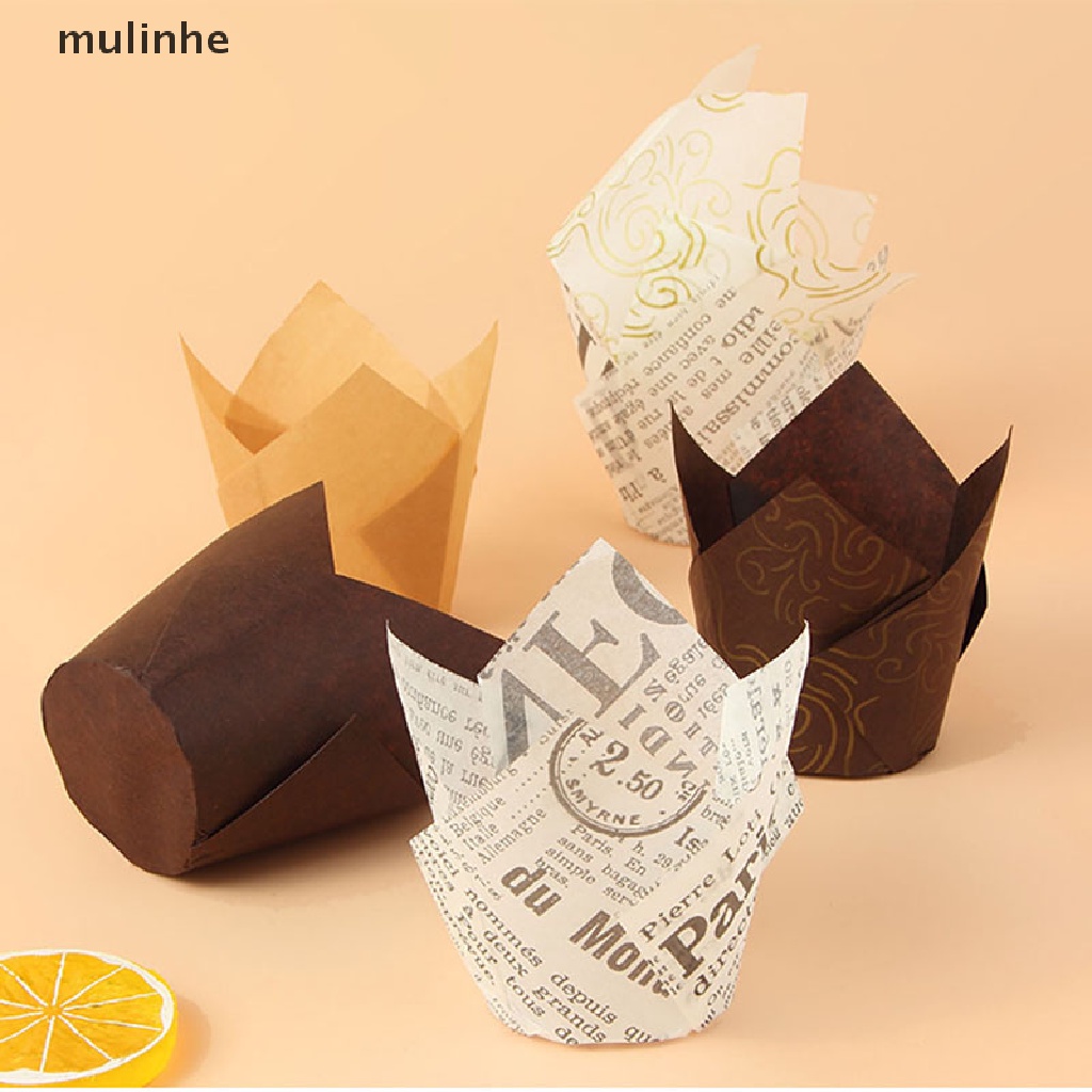 Set 50 Cốc Giấy Làm Bánh Cupcake Hình Hoa Tulip Xinh Xắn