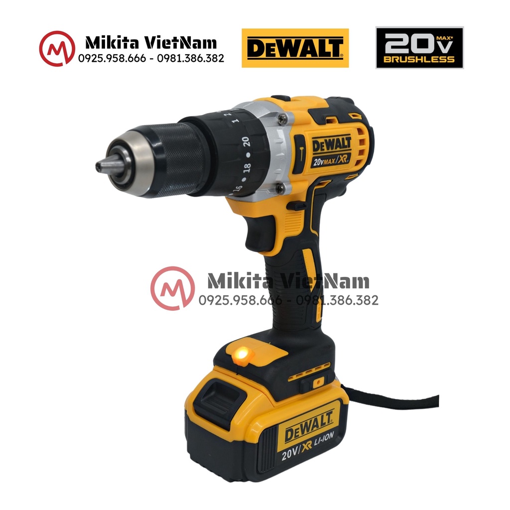 Máy Khoan Pin DeWaLT 20V Động Cơ Không Chổi Than, Đầu Auto Lock Thép 13mm
