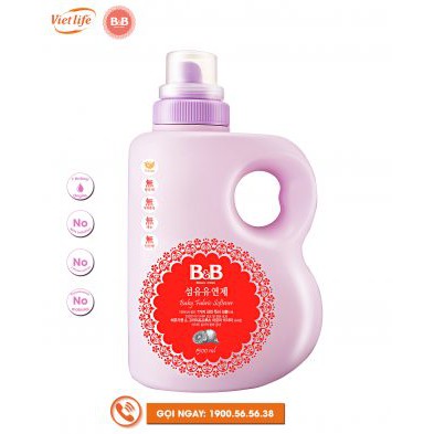 Nước xả vải dành cho bé hương cam Bergamot B&B chai 1500ml (B&B Baby Fabric Softener Bergamot Bottle 1500ml)