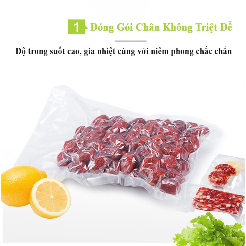 Túi Hút Chân Không Hai Mặt Trơn, Bộ 100 túi hút chân không Thực Phẩm pa pe trơn dày 8 zem đủ size (2 mặt trơn)