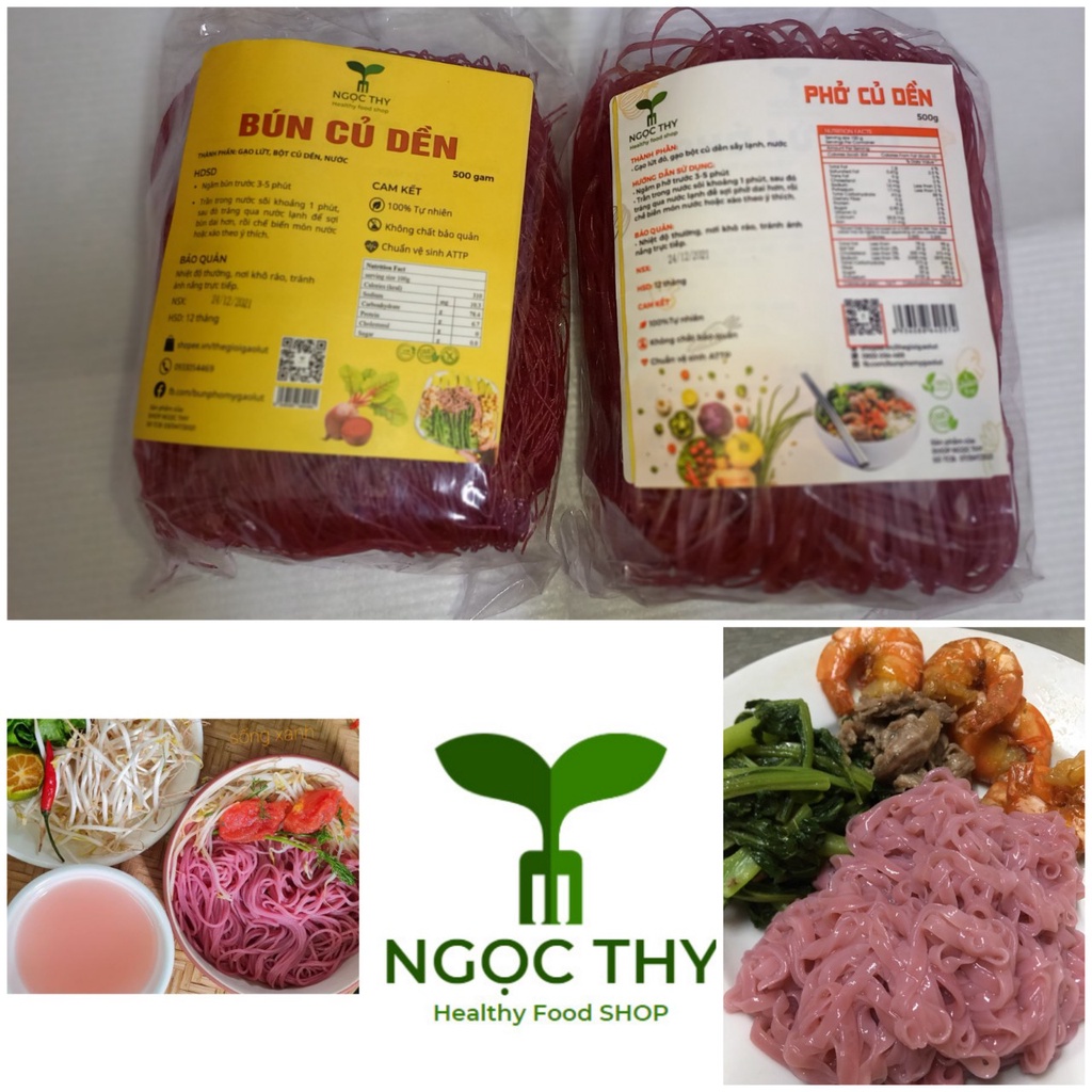 [NT Food] Combo 1kg 2 gói bún phở gạo lứt lức đỏ đen ăn kiêng eatclean giảm cân 500gr/gói