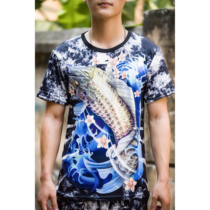 SET BỘ QUẦN ÁO THỂ THAO THUN LẠNH, SET BỘ ÁO NAM TAY LỠ chất liệu thun lạnh mền mịn in Chép Xanh  - BN134 | BigBuy360 - bigbuy360.vn