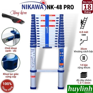 Thang nhôm rút đơn Nikawa NK-48 PRO - 4.8 mét - Tặng đệm cao su