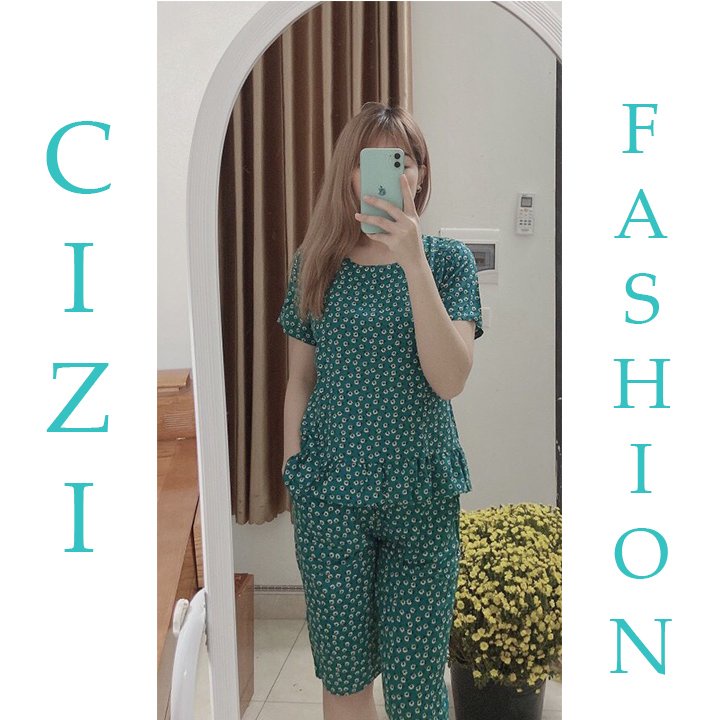 Bộ lửng cộc tay mặc nhà lanh hoa nhí CiZi Fashion