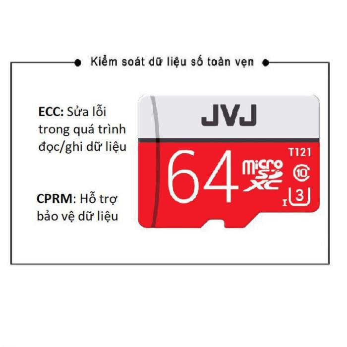 [GIÁ TẬN GỐC]  JVJ U3 Class 10 Thẻ nhớ 64G Pro– chuyên dụng cho CAMERA, Chính hãng, Bảo hành 5 năm.