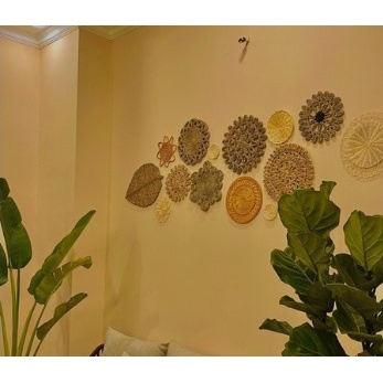 Đĩa mây đĩa cói treo tường siêu vintage hàng xuất khẩu bền đẹp