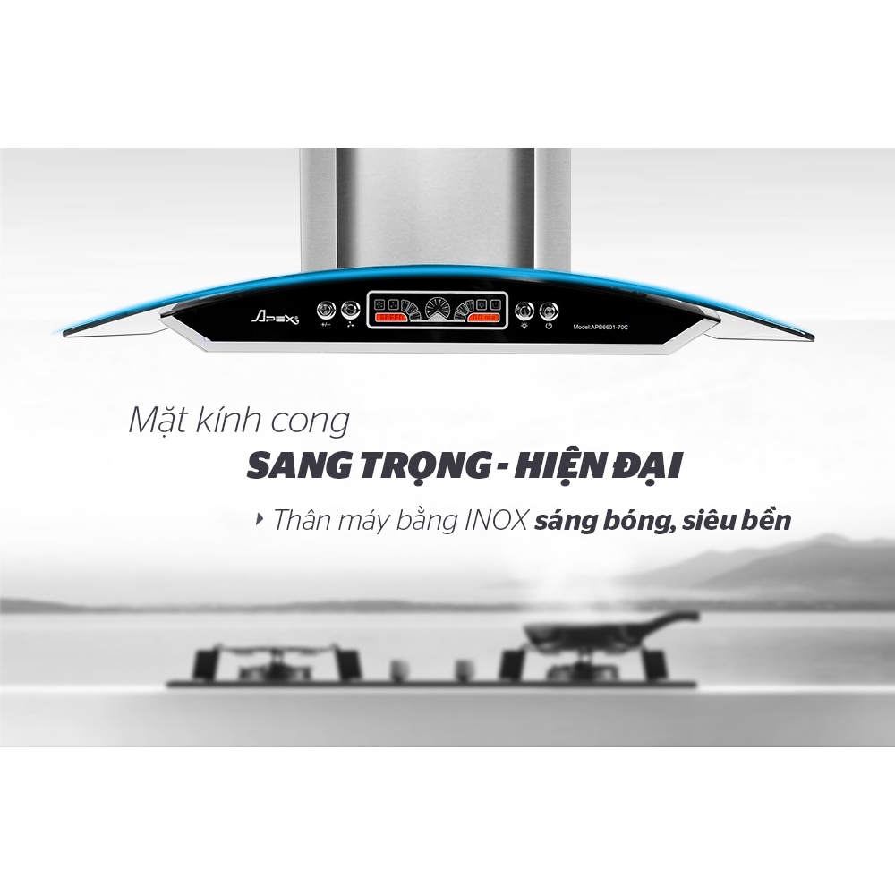 Máy hút mùi kính cong Sunhouse APEX APB6601-70C - Bảo hành 18 tháng tại nhà