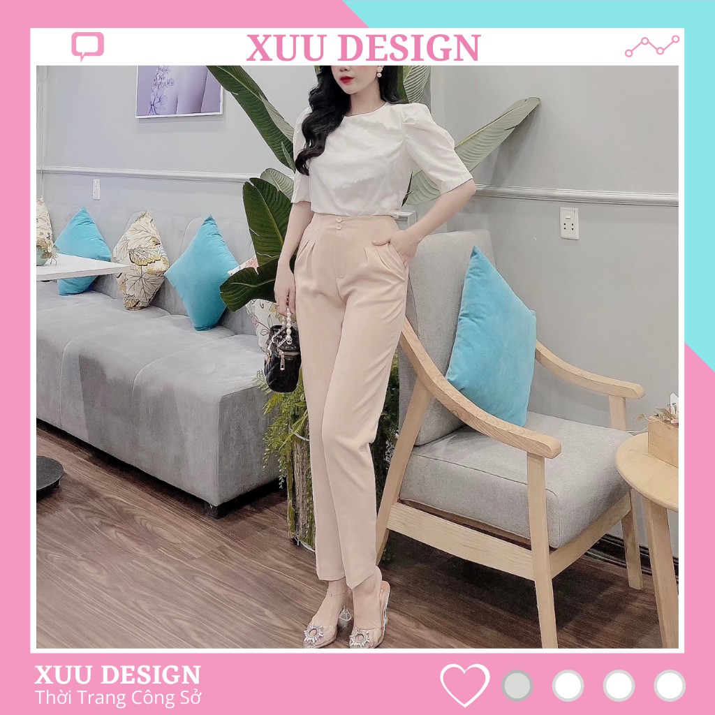 QUẦN BAGGY Cạp Cao Xuu Design, Quần Nữ Chất Vải Đẹp QA04 KEM | BigBuy360 - bigbuy360.vn