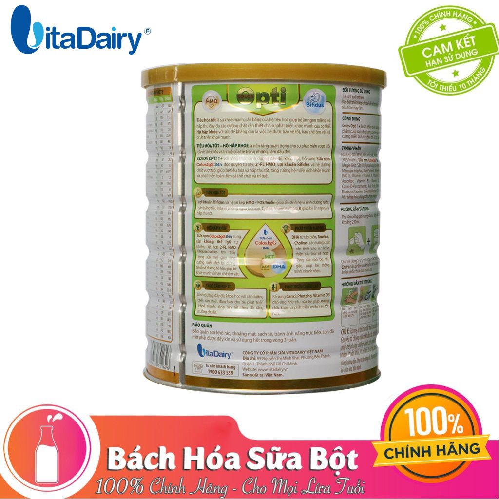 [Quét mã - Tích điểm đổi quà] Sữa bột Vitadairy Colos Opti 1+ (800G)