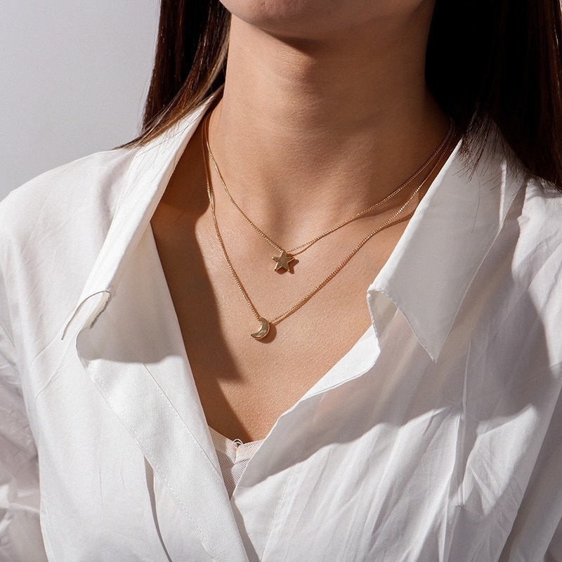 Dây Chuyền Mặt Trăng Và Sao Thời Trang Hàn Quốc 210807