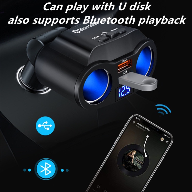 Bộ Sạc Nhanh 12V/24V QC3.0 FM Transmitte MP3 Có Màn Hình Hiển Thị Điện Áp