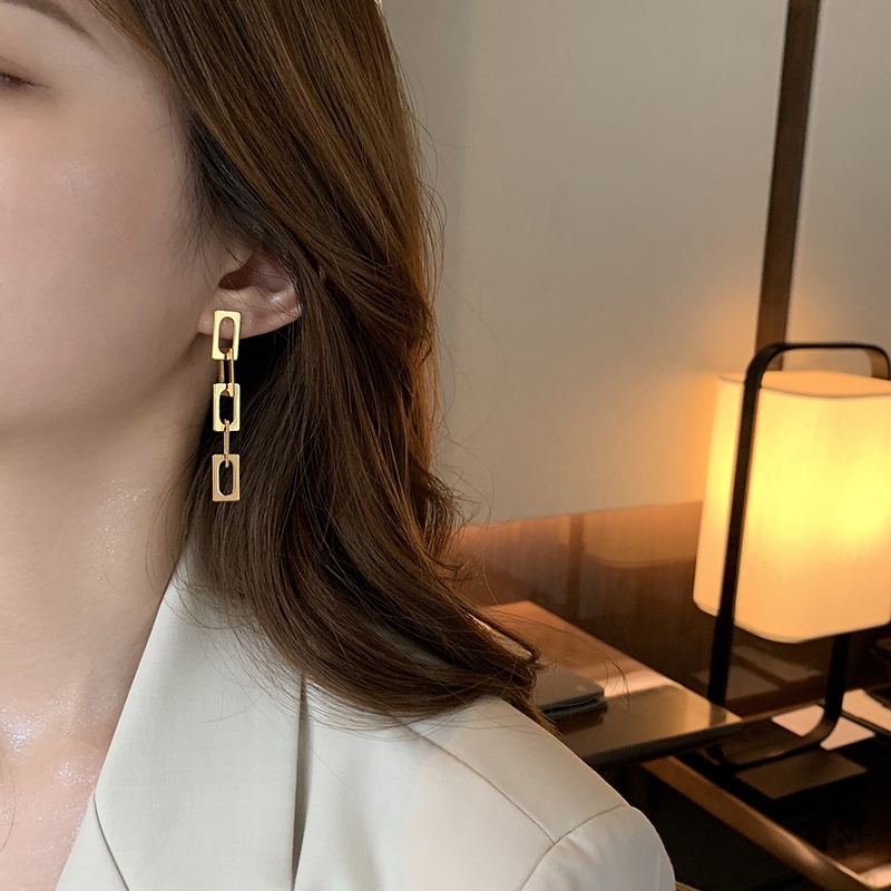 Bông Tai Dáng Dài Mặt Nhám Hình Vuông Phong Cách Punk Cá Tính Thời Trang Dành Cho Nữ 2022