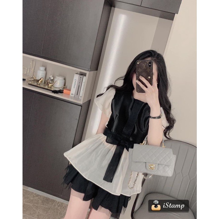 Aó lụa tác ta đai nơ eo phối somi thiết kế sanh chảnh nơ đen định hình V2-Minxy shop | BigBuy360 - bigbuy360.vn
