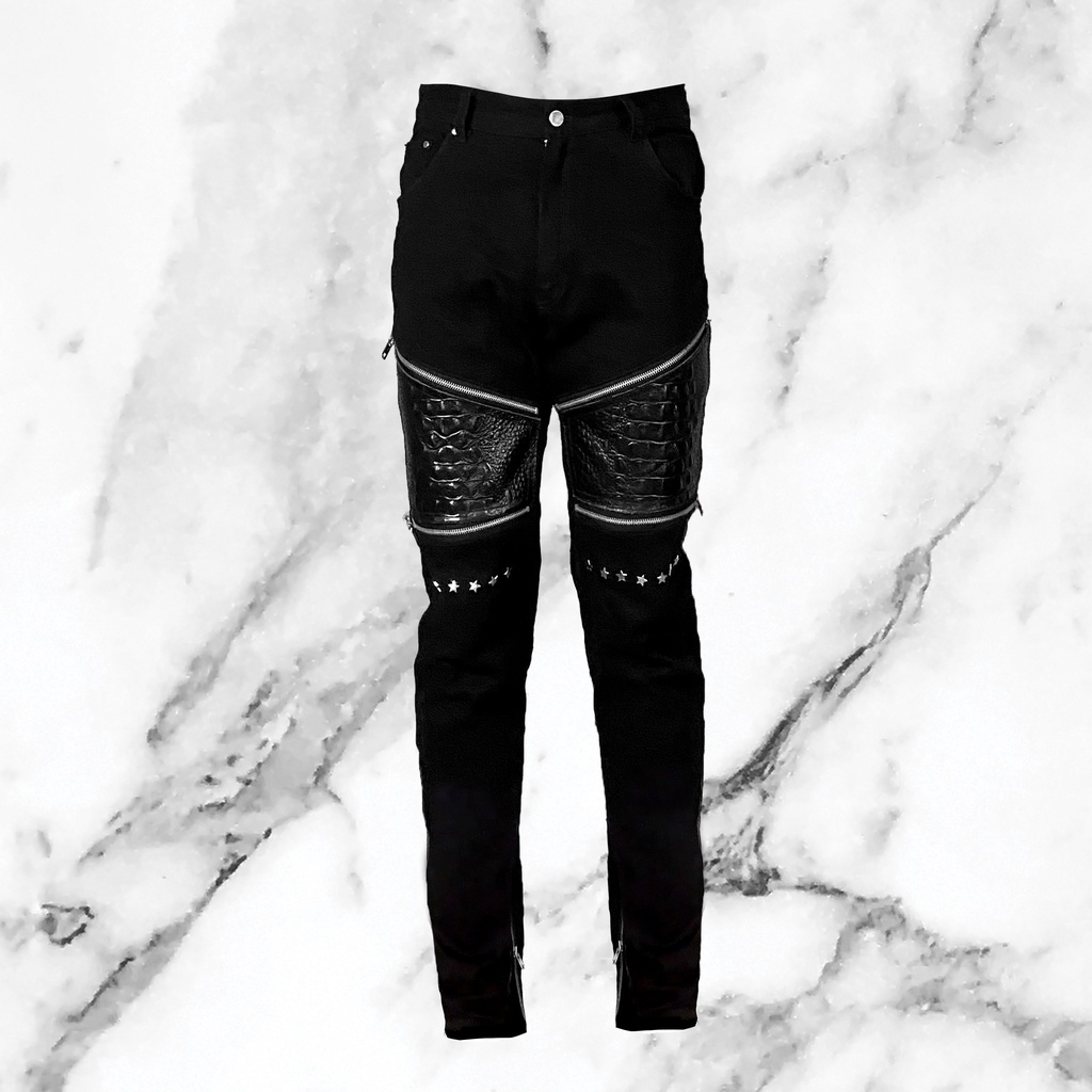 Quần Biker Leather Jean - Da thật vân lưng cá sấu - Ak 47 Republic