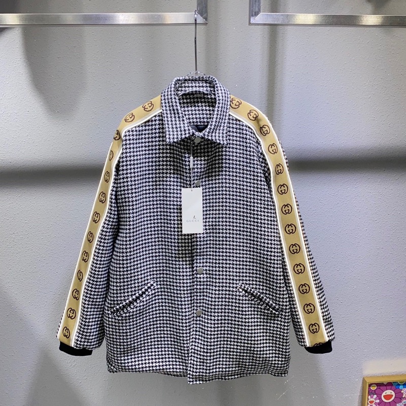 Áo khoác nữ dáng rộng viền vai in logo thương hiệu thời trang cao cấp Gucci GC