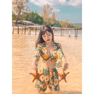 [2019] Set Bikini 4 Mảnh Họa Tiết Hoa
