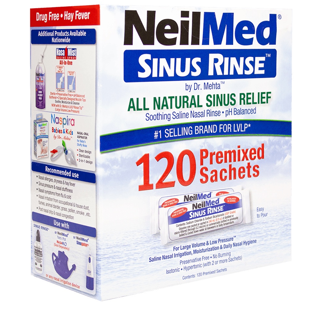 Hỗn Hợp Rửa Mũi Cho Người Lớn NeilMed Sinus Rinse 120 Premixed Sachets (Hộp 120 Gói)