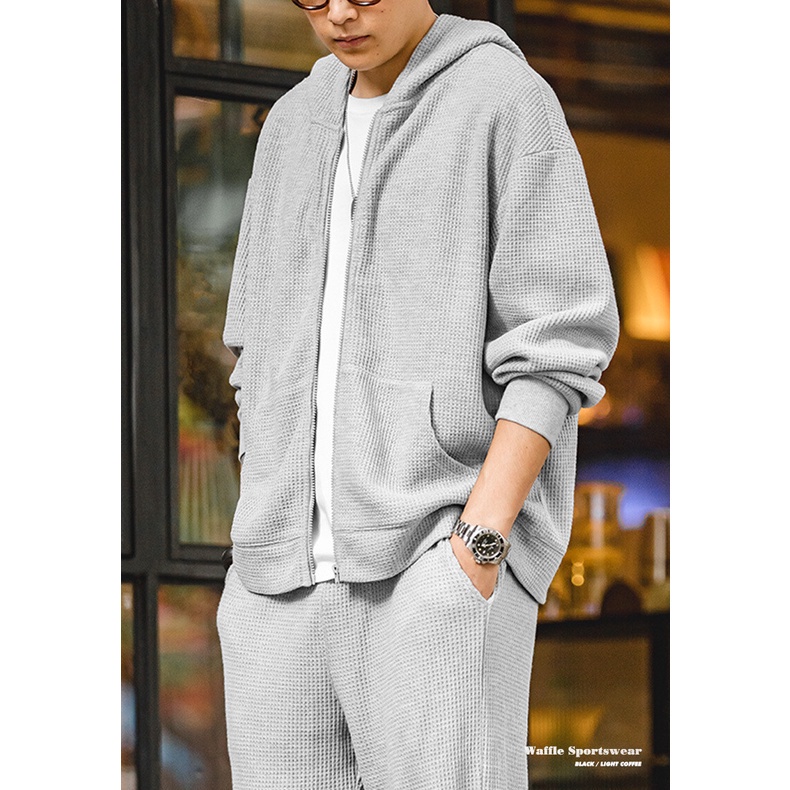 Áo khoác cardigan Maden có mũ trùm đầu dệt kim thiết kế đơn giản phong cách Nhật Bản retro cho nam