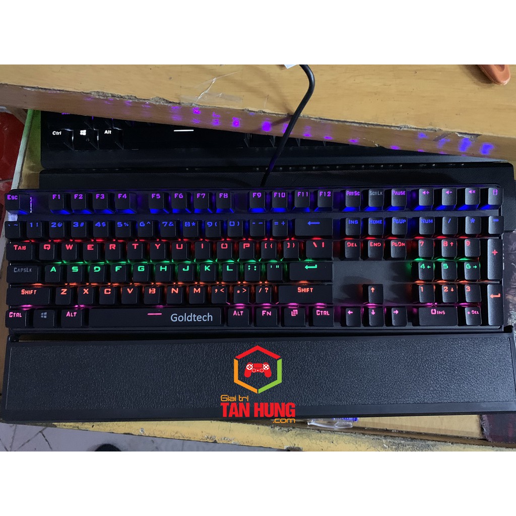 Bàn phím cơ Goldtech K25 led rainbown có kê tay