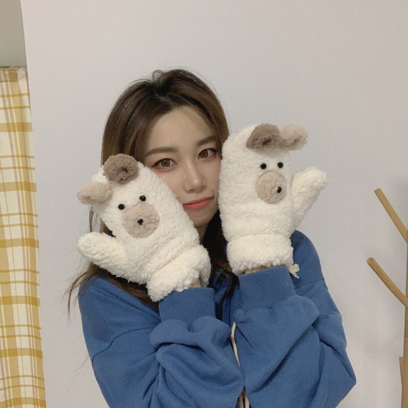 Đôi Găng Tay Len Hở Ngón Dễ Thương Mang Ấm Cho Nữ