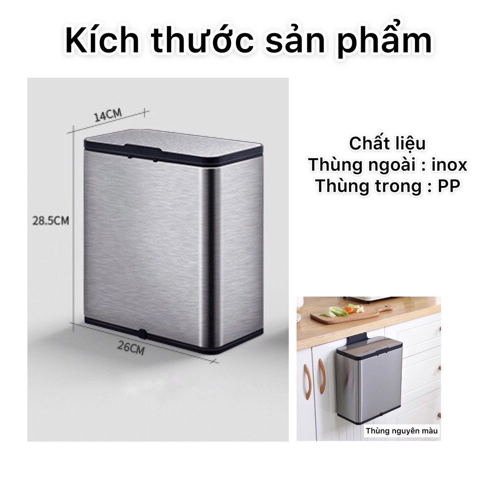 Thùng rác thông minh treo tủ nhà bếp inox 304 cao cấp, dán tường nhà tắm JAH