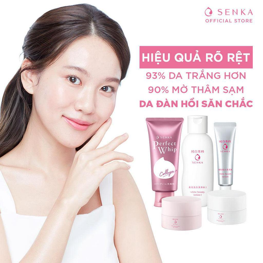 Bộ Dưỡng da trắng hồng-Ngăn lão hóa SENKA(PW Collagen+Lotion+ White Serum+Day Cream+Night Cream)