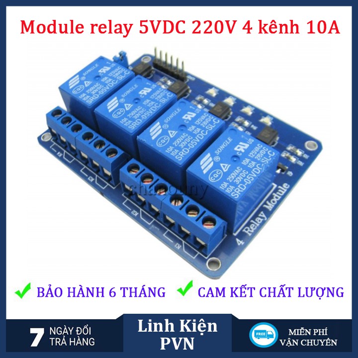 ✅ [BẢO HÀN 6 THÁNG] Module relay 5V 4 kênh đóng cắt mạch điện 220V 10A có cách ly quang