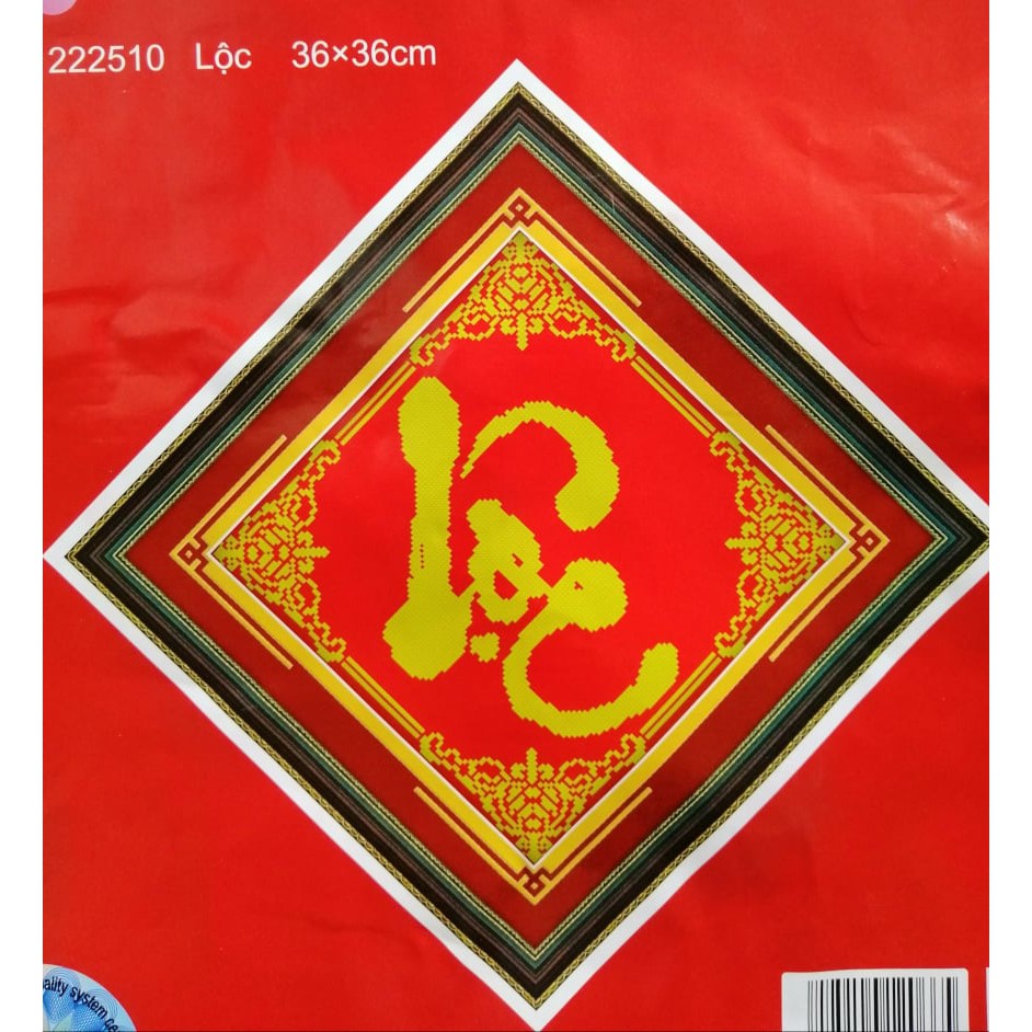Tranh thêu chữ thập Phúc lộc thọ 222509-10-11