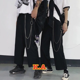 Quần kaki dây xích ống suông rộng siêu đẹp