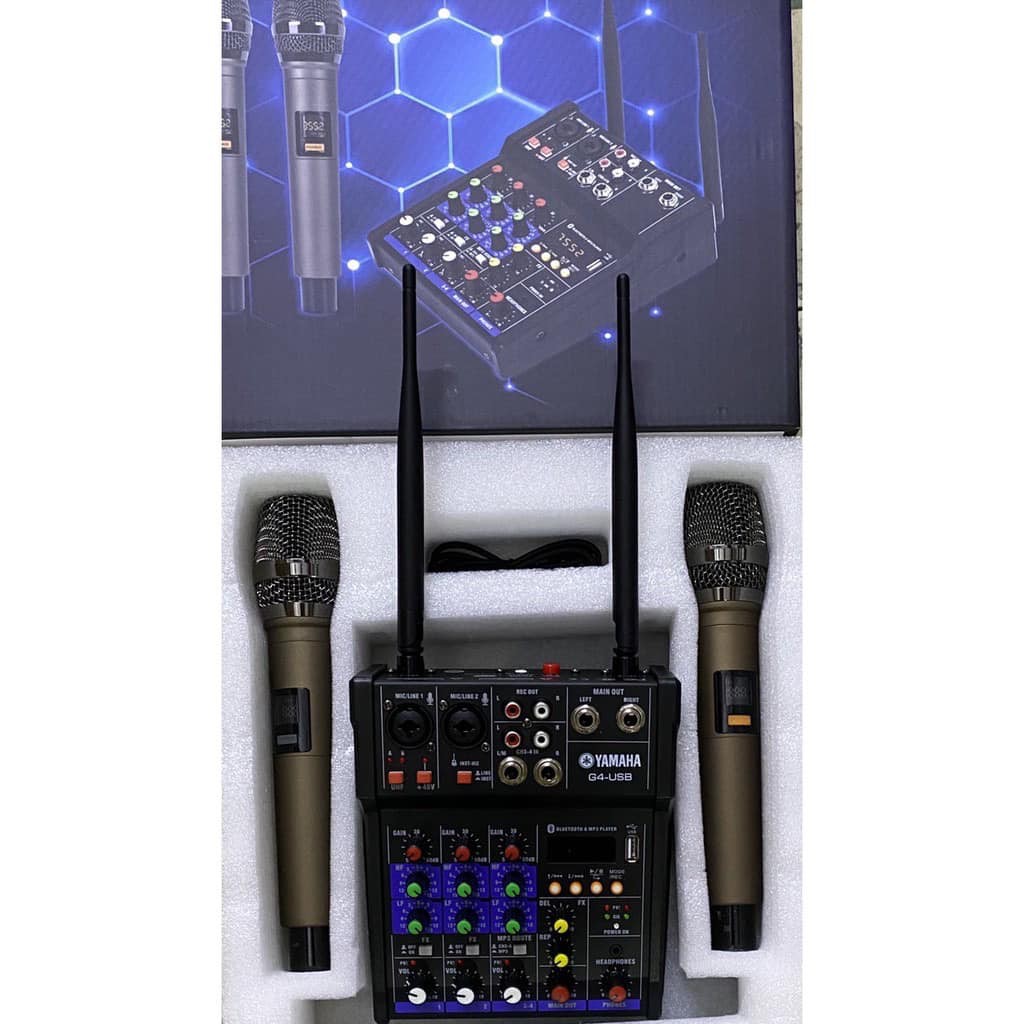 [ Xả Kho ] Combo Trọn Bộ Mixer G4 Bluetooth - Tặng Kèm 2 Micro Không Dây ,Bàn Mixer G4 Live Stream | Karaoke