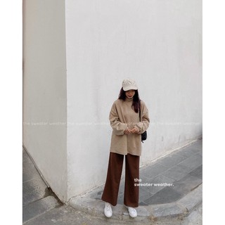 Áo nỉ cổ lọ kẻ tăm