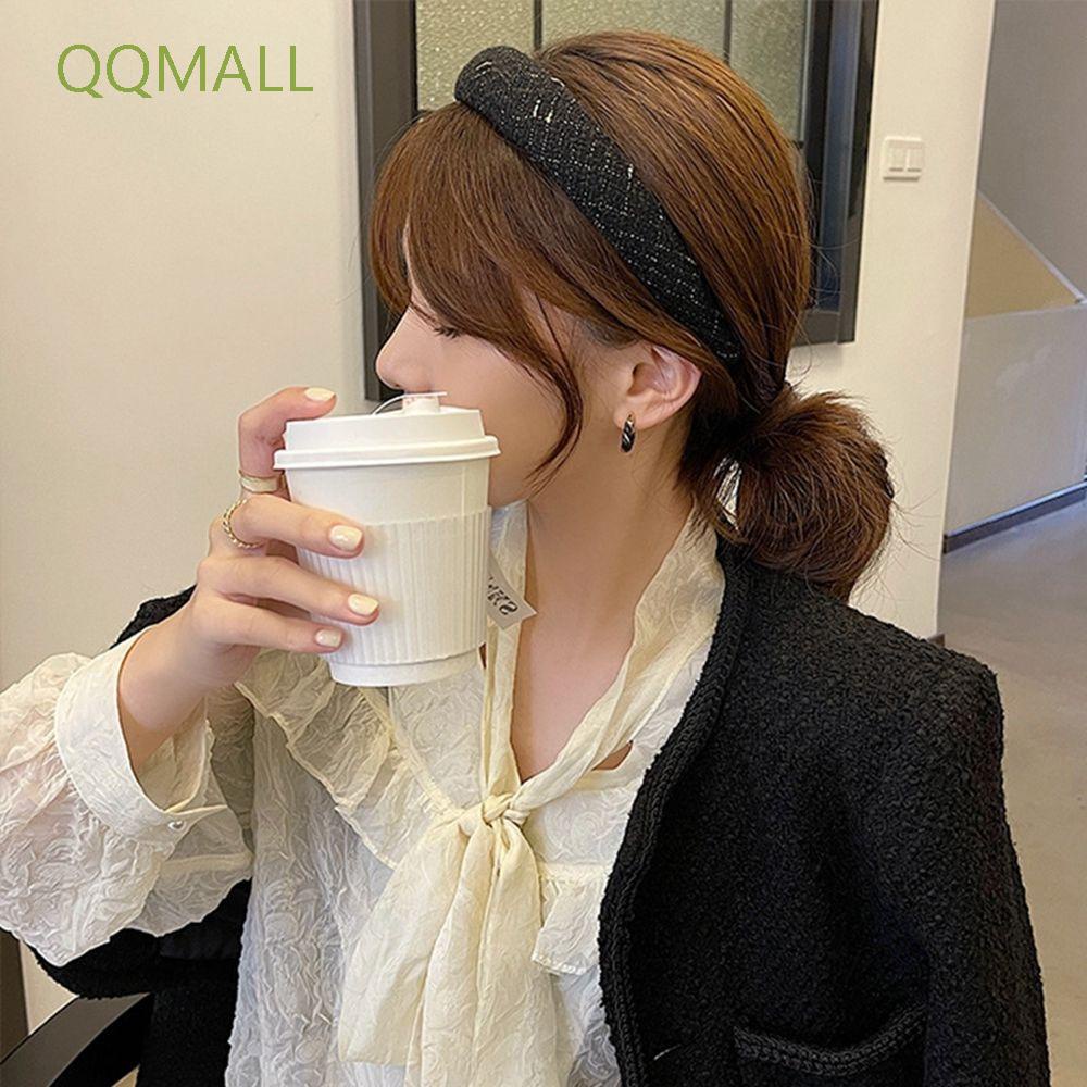 Băng đô cài tóc bản rộng họa tiết kẻ sọc phong cách Hàn Quốc cho nữ